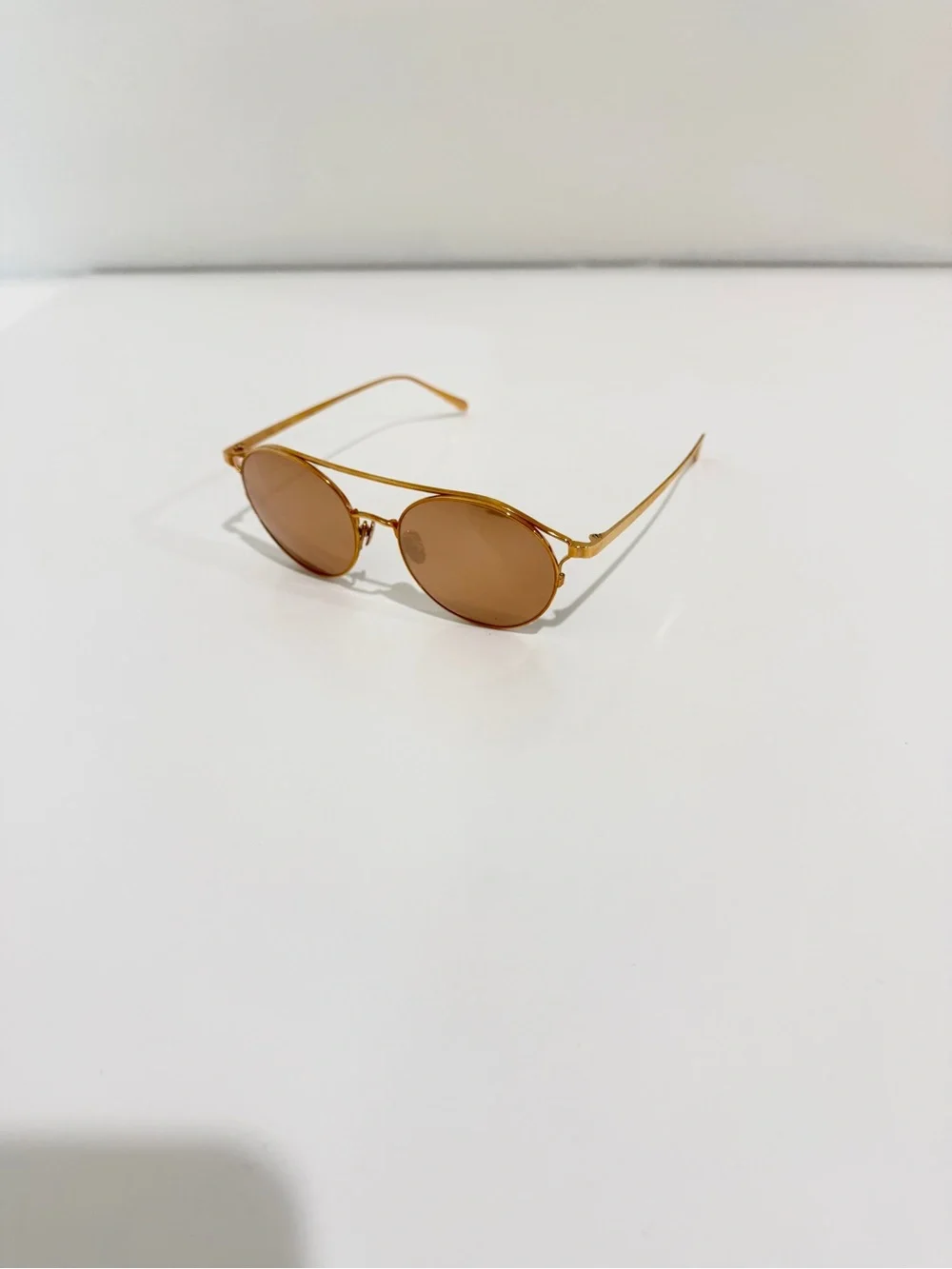 Linda Farrow LFL825 C3 Rayan Oval Aviator Rose Gold Titanium Sunglasses NWT